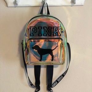 PINK holographic mini backpack
